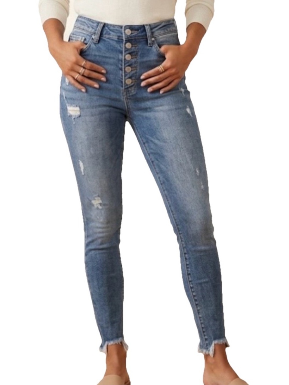 Black Pearl Denim Los Angeles Tabanan Women’s Blue Frayed Cotton Jeans Size 3